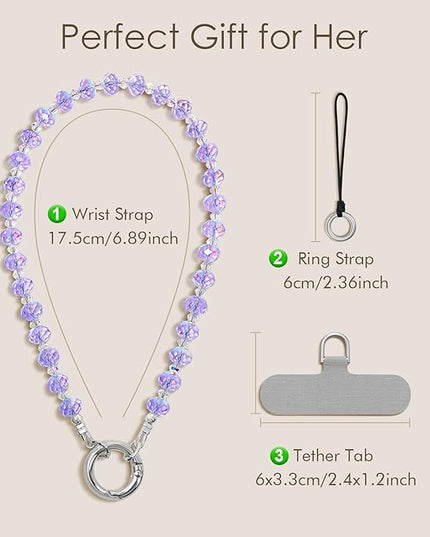SURPHY Phone Charm, Phone Charms Strap with Tether Tab & Premium Metal Buckle, Cellphone Wrist Strap Chain