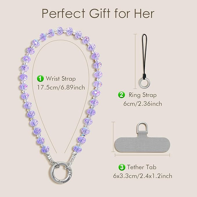 SURPHY Phone Charm, Phone Charms Strap with Tether Tab & Premium Metal Buckle, Cellphone Wrist Strap Chain