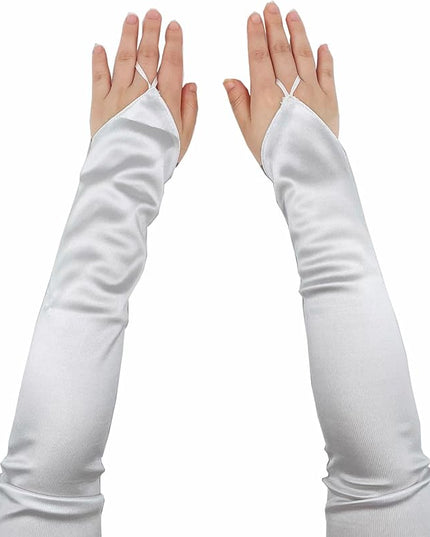 Fingerless Long Glove 1920s Satin Stretchy Elbow Length Opera Party Gloves