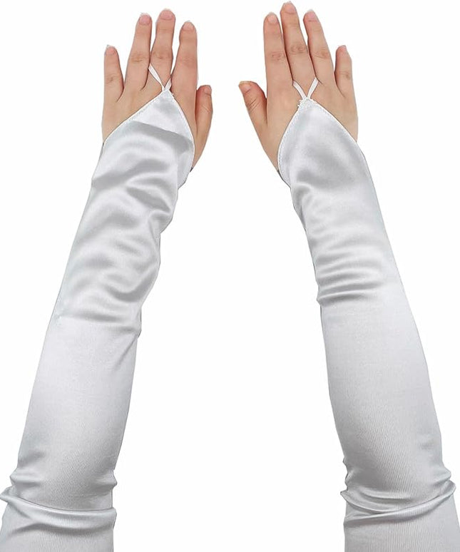 Fingerless Long Glove 1920s Satin Stretchy Elbow Length Opera Party Gloves