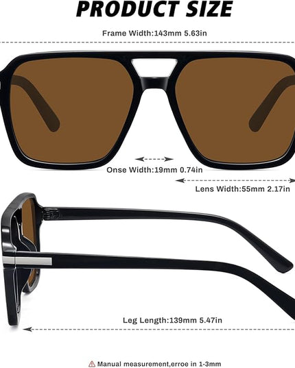 Retro Aviator Sunglasses for Women Men Trendy Classic Square 70s 80s 90s Vintage Shades Double Bridge Aviators FZN813