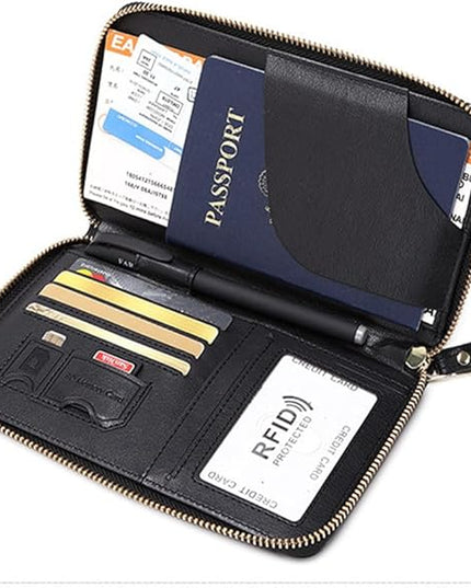 Passport Holder for Travel Women and Men RFID Passport Holder with Card Slots Holder Passport Case Passport cover Passport Wallet Travel Essentials and Accessories (Zipper, Black Zipper)