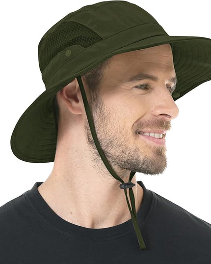 Sun Hat for Men Women UPF 50+ Fishing Hats Waterproof Wide Brim Boonie Bucket Hat for Safari Beach Hiking Garden