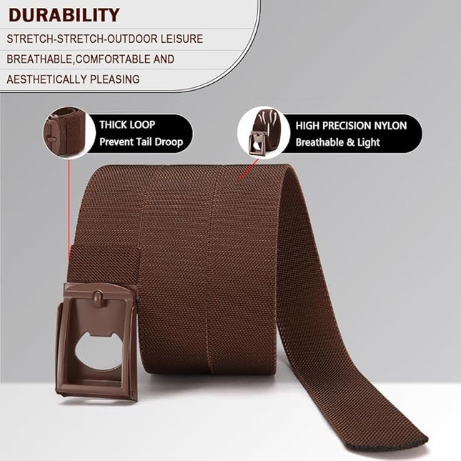 DOOPAI Stretch Canvas Belt for Men, Adjustable Elastic Holeless Web Belt for Casual, Golf, and Work, with Bottle Opener