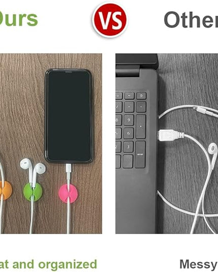 Shintop Cable Clips, Desk Cable Drop, Desk Wire Clips for All Your Computer, Electrical, Charging or Mouse Cord (Colorful,6pcs)