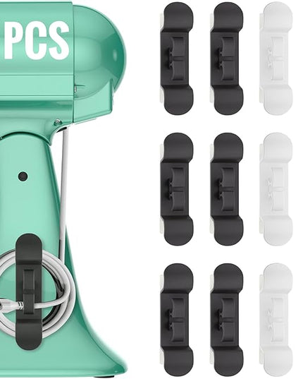 12PCS Cord Organizer for Appliances, Upgraded Kitchen Appliance Cord Wrap, Cord Holder Stick on Pressure Cooker, Coffee Maker, Air Fryer and Blender(6 Black + 6 White)