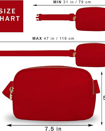 DANCOUR Vegan Leather Belt Bag for Women – Red Fanny Pack Crossbody, Stylish Large Waist Bag, Trendy Crossbody Belt Bag, Everywhere Fanny Pack for Travel, Fashionable Faux Leather Bag
