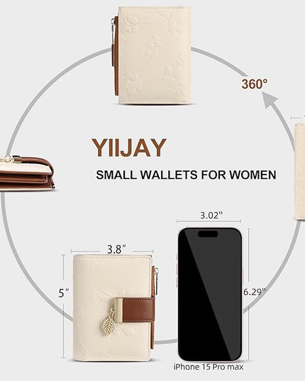 yiijay Small Wallet Women RFID Blocking Leather Bifold Wallet Credit Card Holder for Women Ladies Compact Wallet Mini Purse With Zipper Pocket