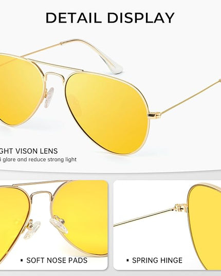 KALIYADI Classic Aviator Sunglasses for Men Women Driving Sun glasses Polarized Lens UV Blocking