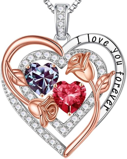 Iefil Christmas Gifts for Women - Sterling Silver Birthstone Necklace Anniversary Birthday Gifts for Her Wife Mom Daughter