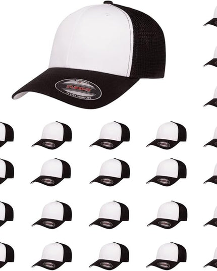 Flexfit 6511 Fitted Mid-Profile Stretchable Mesh Panels Trucker Cap | Bulk Pack Available