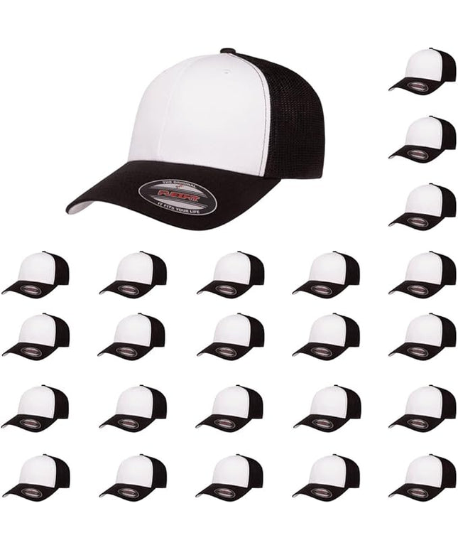 Flexfit 6511 Fitted Mid-Profile Stretchable Mesh Panels Trucker Cap | Bulk Pack Available