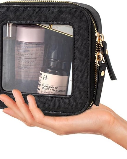 Travel Clear Makeup Bag Set, TSA Approved Cosmetic Bag Case with Zipper Portable Makeup Pouch Toiletry Bag Traveling Cosmetic Organizer Storage Bag Car Organizer Car Essentials