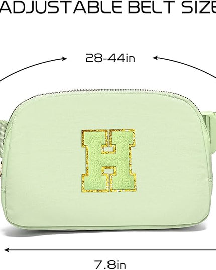 Gitus Gifts for 8 9 10 11 12 Year Old Girls Belt Bag Fanny Pack Crossbody Bags with Initial Letter Patch Cute Stuff Birthday Gifts for Teen Girls Women Personalized Trend Stuff (Light Green-H)