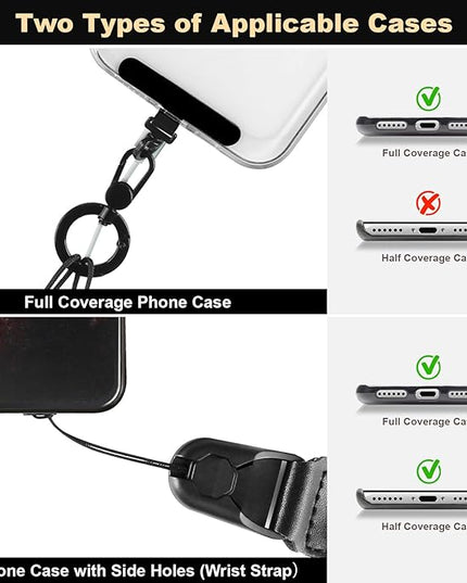 Adjustable Crossbody Phone Lanyard, Universal Phone Wrist Strap and Phone Neck Strap with Tether Tab, Phone Lanyard with Quick Release, Suitable for iPhone and Most Smartphones, Black