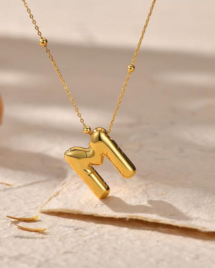 LUCA SMITH Initial Necklaces for Women, Dainty Balloon Bubble Letter, Name Letter Alphabet Pendant Layered Choker Chain Jewelry Gift