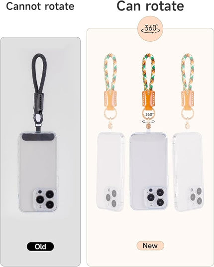 project-cb Phone Tether Tab 2 Pack,Universal Phone Lanyard Patch without Adhesive,Phone Strap Replacement Part for Cell Phone (Clear-Black)