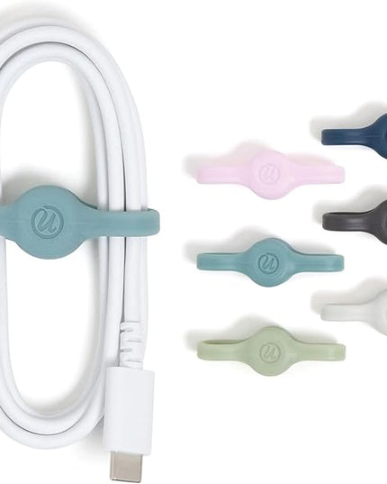 U Brands Magnetic Silicone Cord Organizer Cable Clips, Set of 6 Cable Ties, Cable Management, Office Desk Accessories, Office Supplies, Assorted Colors