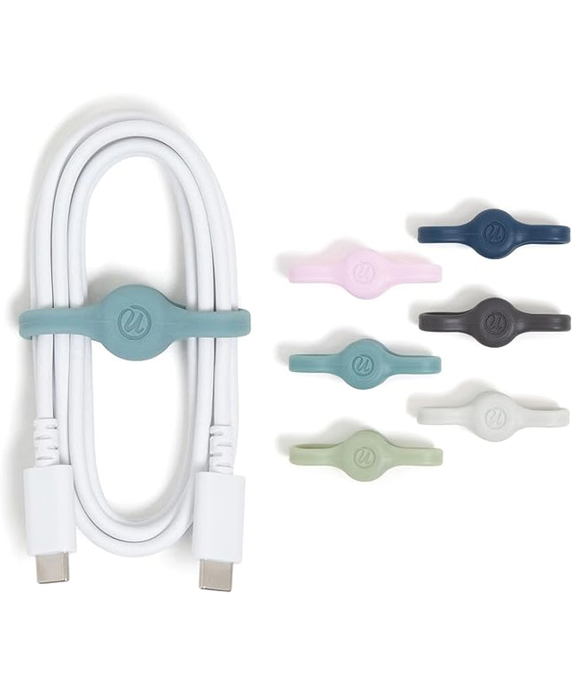 U Brands Magnetic Silicone Cord Organizer Cable Clips, Set of 6 Cable Ties, Cable Management, Office Desk Accessories, Office Supplies, Assorted Colors
