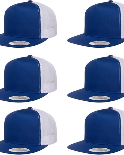 Yupoong 5-Panel YP Classic Trucker Cap | High Profile Flat Visor Snapback | OSFM | Bulk Packs Available
