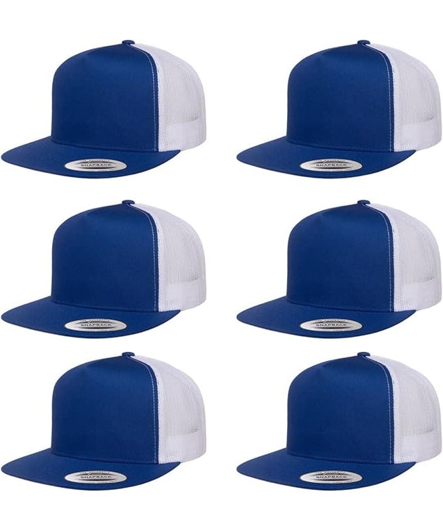 Yupoong 5-Panel YP Classic Trucker Cap | High Profile Flat Visor Snapback | OSFM | Bulk Packs Available