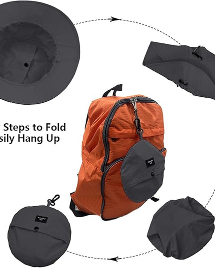 woogwin Waterproof Bucket Rain Hat with Chin Strap Quick Dry Packable Boonie Sun Hat Safari Hat UV Protection