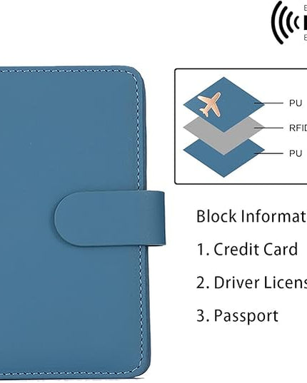 Melsbrinna Unisex-Adults RFID Blocking Travel Passport Cover/Case, Cute Passport Wallet with 10 Compartments, Black Blue
