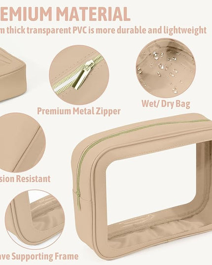 5PCS Clear Toiletry Bag,TSA Approved Travel Makeup Pouch with Zipper for Cosmetics and Toiletries，Diaper Bag Organizer Pouch Set，Women's Purse Organizer and Clear Car Bag