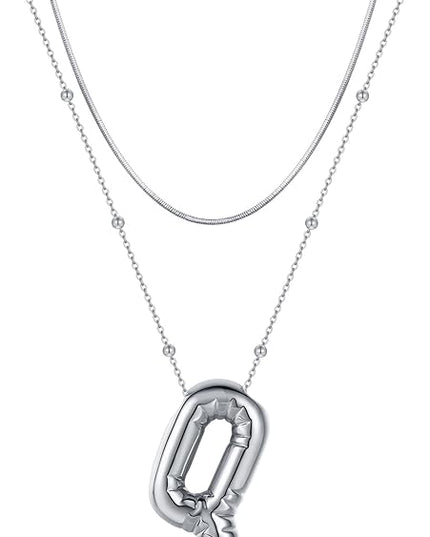 LUCA SMITH Initial Necklaces for Women, Dainty Balloon Bubble Letter, Name Letter Alphabet Pendant Layered Choker Chain Jewelry Gift