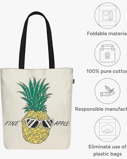Ecoright Tote Bag for Women with Zipper, Small Tote Bag, Canvas Bag, Reusable Cotton Bag for Beach, Grocery, School & Work