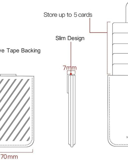 Phone Card Holder RFID Sleeve, Pu Leather Back Phone Wallet Stick-On Pull up 5 Card Holder Cards Cash for iPhone/Android/Samsung/All Smartphones (Gold)