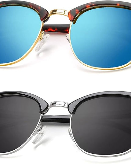 KALIYADI Polarized Sunglasses for Men and Women Semi-Rimless Frame Driving Sun glasses UV Blocking