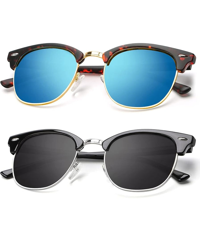KALIYADI Polarized Sunglasses for Men and Women Semi-Rimless Frame Driving Sun glasses UV Blocking