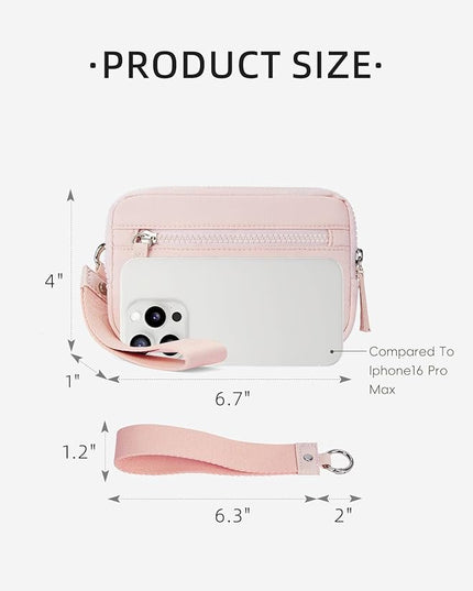 WESTBRONCO Wristlet Wallets for Women Nylon Quilted RFID Wallet with 3 Zipper Purse for Travel
