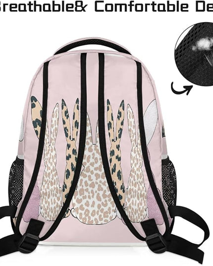Large Backpack with 15.6 Inch Laptop Compartment, Rabbit Bunnies Print Adult Backpack for Work, Travel & School College Boys Girls