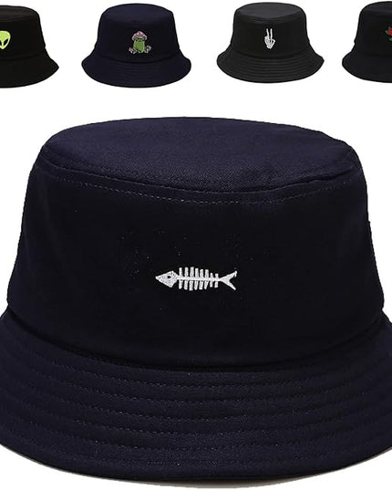 Cotton Bucket Hat for Women Men Summer Travel Sun Beach Bucket Cap, Unisex Outdoor Fisherman Hat