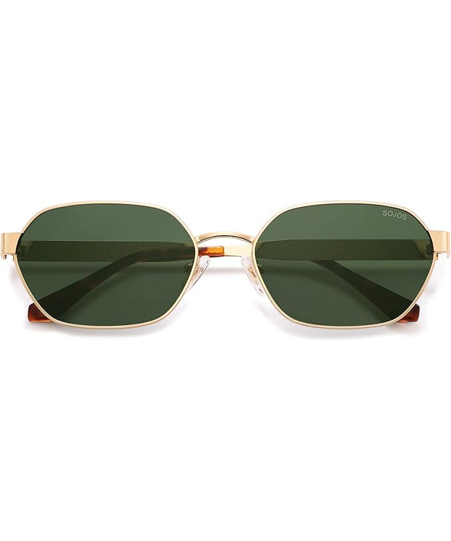 SOJOS Trendy Polarized Hexagon Sunglasses for Women Men, UV400 Retro Rectangle Shades SJ1238