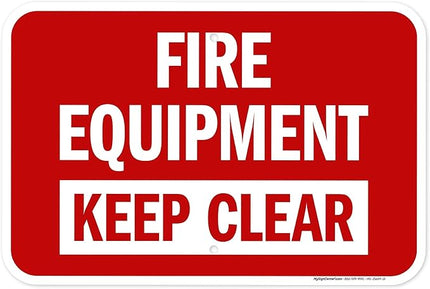 Fire Equipment Keep Clear Sign, 12x18 Inches, Rust Free .063 Aluminum, Fade Resistant, Made in USA by My Sign Center