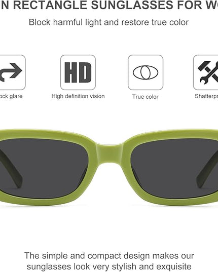 JASPIN Rectangle Sunglasses for Women Men Trendy Y2k Retro 90s Sun Glasses UV Protection Cool Square Frame