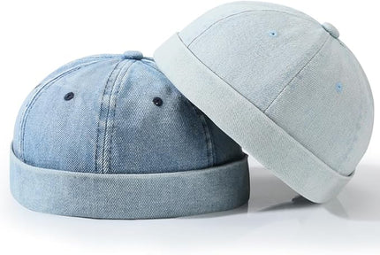 Brimless Hat for Men Women Docker Cap Vintage Sailor Beanie Cap