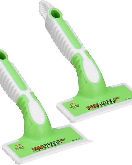 FurDozer Pet Hair Remover & Auto Detailing Tools - Cat & Dog Hair Remover for Carpets, Car Interiors, Couches, Bedding, & Pet Furniture (Green, (2 Pack) - X6)