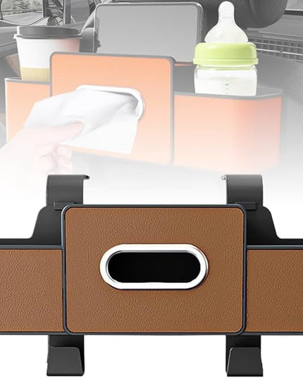 Car Organizers and Storage Box, 4 in 1 Multifunctional Car Backseat Organizer with Cup Holder for Hold Phones, Snacks, Drinks, and Handbags, Universal Fit for Most Cars (Brown)
