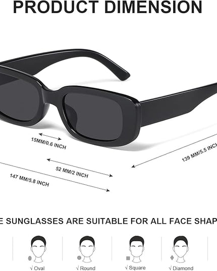 JASPIN Rectangle Sunglasses for Women Men Trendy Y2k Retro 90s Sun Glasses UV Protection Cool Square Frame