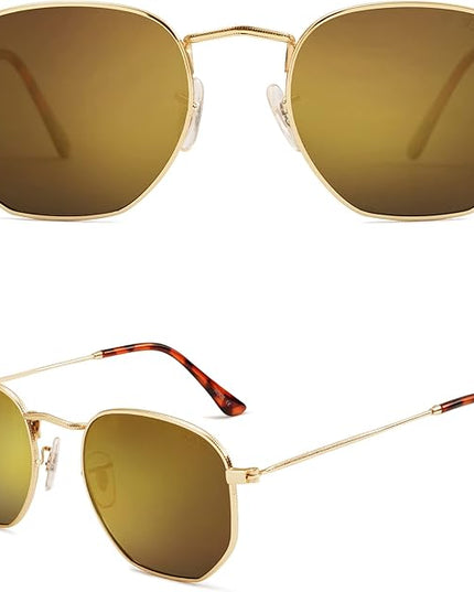 SOJOS Square Polarized Sunglasses for Women Men Small Hexagonal Polygon Shades SJ1072