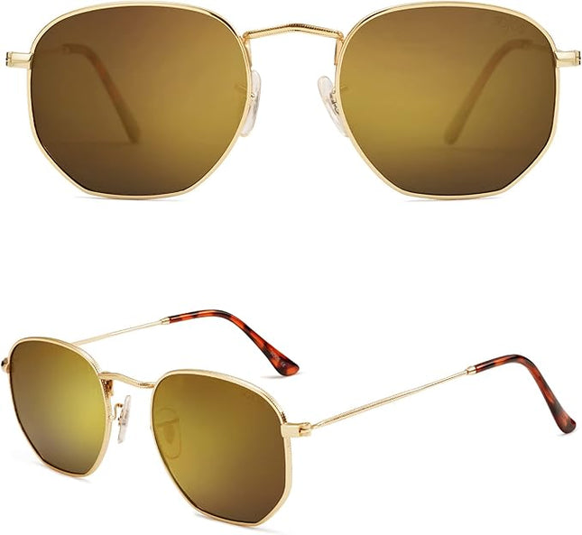 SOJOS Square Polarized Sunglasses for Women Men Small Hexagonal Polygon Shades SJ1072