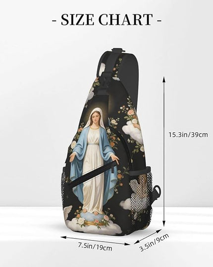 Our Lady of Guadalupe Sling Bag Crossbody Bags Clovers Chest Bag for Travel Hiking for Men Women Virgin Marys 8