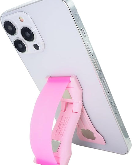 LOVEHANDLE PRO Premium Phone Grip - Silicone Phone Strap - Magnetic Phone Mount and Kickstand for Smartphone and Tablet - Bubblegum Pink Glow Silicone