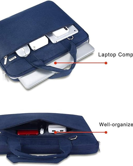 Voova Laptop Bag 13-14 Inch, 360° Protective Laptop Case Sleeve with Shoulder Strap Compatible with Macbook Air 13, MacBook Pro 13/14, Waterproof Computer Bag Slim Briefcase for Men Women, Blue