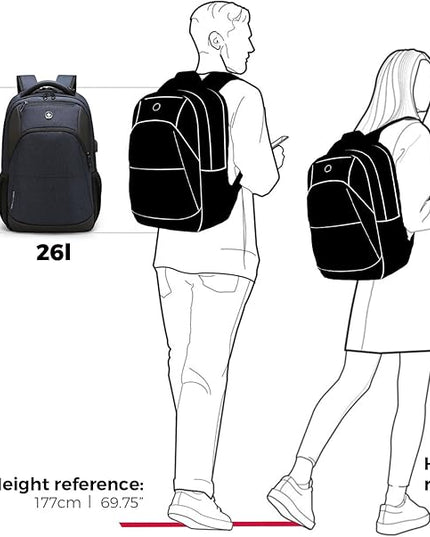 Swissdigital Design Travel Laptop Backpack for Men and Women, Business Backpack with USB Charging Port for Fits 16 Inch Notebook, Blue | SD1670-12
