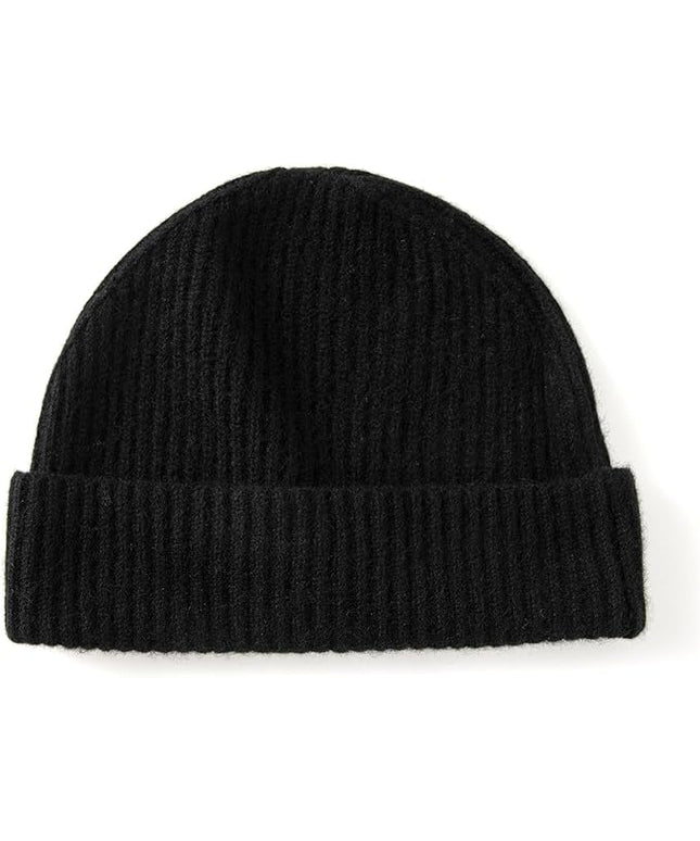 Villand 100% Cashmere Ribbed Cuffed Hat for Men, Ultra-Soft Men's Pure Cashmere Winter Ski Beanie